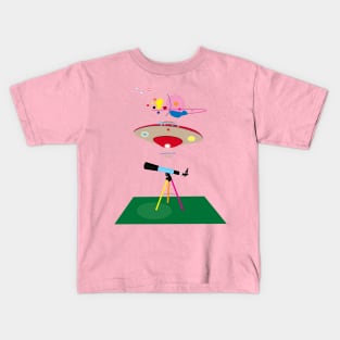 telescope and aliens Kids T-Shirt